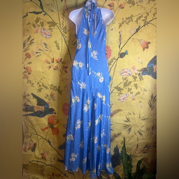 LOVESHACKFANCY Brinda Silk Maxi Dress in
Blueberry Lemonade - Picture 9 of 10